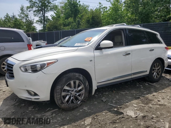 2014 Infiniti QX60 with VIN 5N1AL0MMXEC552292, listed as a Copart auction lot 57250055 with 163,174 mi miles and Salvage title. Bid and sale history available at DreamBid. Image 1.