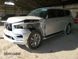2021 Infiniti QX80 LUXE with VIN JN8AZ2AE0M9269735, listed as a Copart auction lot 75693784 with 0 mi miles and Salvage Title. Bid and sale history available at carsss.com. Image 1.