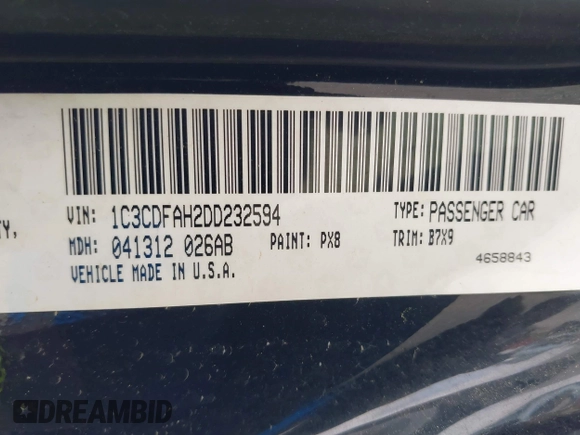 2013 Dodge Dart Aero z VIN 1C3CDFAH2DD232594, wystawiony jako IAAI lot #42154465 z przebiegiem 172 642 mil mil oraz . Historia ofert i sprzedaży dostępna na DreamBid. Obrazek 9.