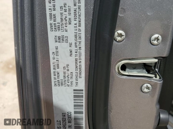 2024 Ram 2500 Tradesman with VIN 3C6UR5CL4RG393141, listed as a Copart auction lot 51021265 with 52 mi miles and Salvage title. Bid and sale history available at DreamBid. Image 12.