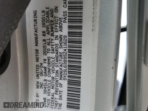 2005 Pontiac Vibe with VIN 5Y2SL63895Z411629, listed as a Copart auction lot 53546955 with Not Provided miles and Salvage Title. Bid and sale history available at carsss.com. Image 15.