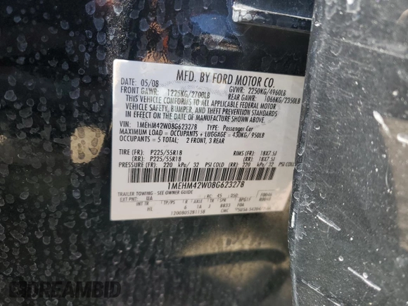 2008 Mercury Sable Premier z VIN 1MEHM42W08G623278, wystawiony jako Copart lot #48532895 z przebiegiem 144 240 mil mil oraz Szkoda całkowita • Salvage title. Historia ofert i sprzedaży dostępna na DreamBid. Obrazek 12.