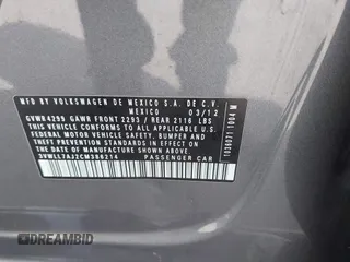 2012 Volkswagen Jetta TDI w/Premium & Nav с VIN 3VWLL7AJ2CM386214, выставлен на аукционе IAAI как лот 42286880 с пробегом 157 185 миль миль и . История ставок и продаж доступна на DreamBid. Изображение 9.