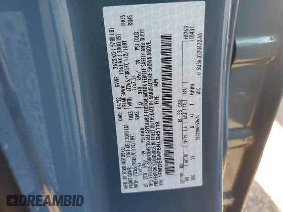 2022 Ford Bronco with VIN 1FMDE5AP6NLB45119, listed as a Copart auction lot 56569814 with 449 mi miles and Salvage Title. Bid and sale history available at DreamBid. Image 12.