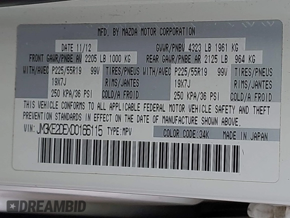 2013 Mazda CX-5 Grand Touring with VIN JM3KE2DEXD0166115, listed as a IAAI auction lot 41919164 with 102,999 mi miles and . Bid and sale history available at carsss.com. Image 9.