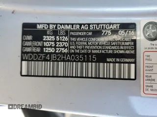 2017 Mercedes-Benz E 300 Luxury with VIN WDDZF4JB2HA035115, listed as a Copart auction lot 87998155 with Not provided miles and Salvage title. Bid and sale history available at DreamBid. Image 12.