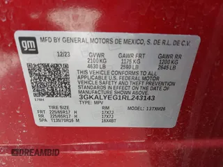 2024 GMC Terrain AT4 with VIN 3GKALYEG1RL243143, listed as a IAAI auction lot 41833979 with 32,621 mi miles and . Bid and sale history available at carsss.com. Image 9.