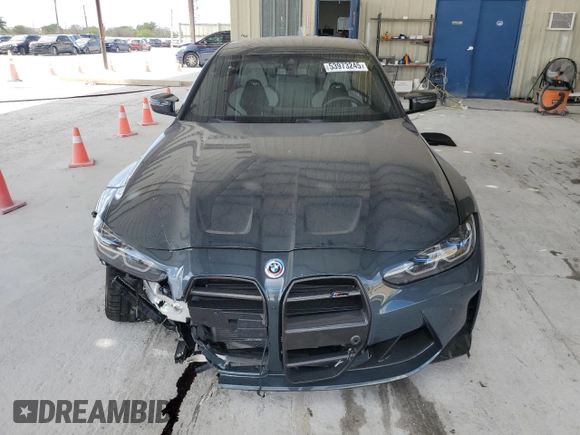 2024 BMW M3 Competition xDrive with VIN WBS43AY01RFS01430, listed as a Copart auction lot 53973245 with 6,584 mi miles and Salvage title. Bid and sale history available at DreamBid. Image 5.