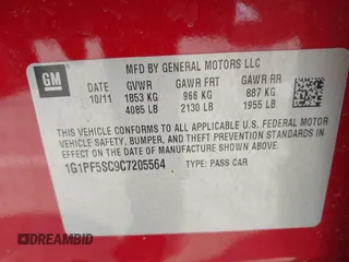 2012 Chevrolet Cruze 1LT with VIN 1G1PF5SC9C7205564, listed as a IAAI auction lot 42008632 with 144,094 mi miles and . Bid and sale history available at DreamBid. Image 9.