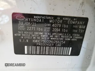 2022 Hyundai Ioniq SE with VIN KMHC75LC0NU266254, listed as a Copart auction lot 49628795 with 49,255 mi miles and Salvage Title. Bid and sale history available at DreamBid. Image 14.