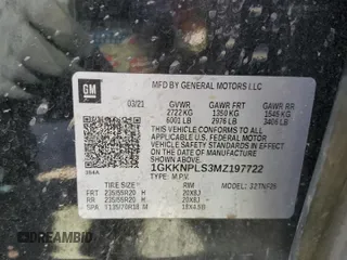 2021 GMC Acadia Denali with VIN 1GKKNPLS3MZ197722, listed as a Copart auction lot 50242095 with 74,745 mi miles and Salvage Title. Bid and sale history available at carsss.com. Image 13.