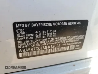 2021 BMW 3 Series 330i xDrive with VIN WBA5R7C01MFK13622, listed as a Copart auction lot 46520295 with 58,260 mi miles and Salvage title. Bid and sale history available at DreamBid. Image 12.