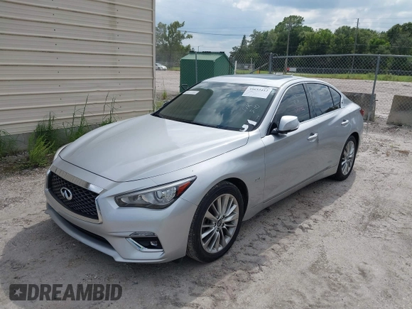 2020 Infiniti Q50 Pure with VIN JN1EV7AP7LM206248, listed as a IAAI auction lot 39653412 with 103,378 mi miles and . Bid and sale history available at carsss.com. Image 2.