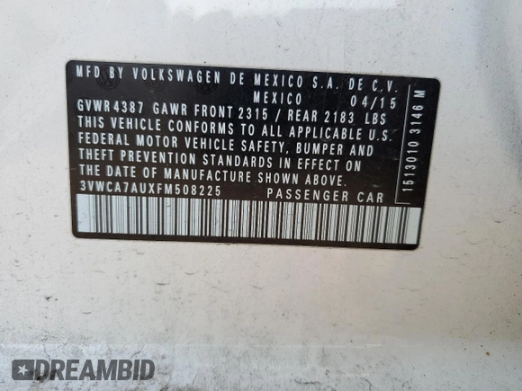 2015 Volkswagen Golf SE with VIN 3VWCA7AUXFM508225, listed as a Copart auction lot 80261624 with 144,051 mi miles and Salvage Title. Bid and sale history available at DreamBid. Image 13.