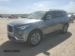 2019 Infiniti QX80 Luxe z VIN JN8AZ2NFXK9687025, wystawiony jako Copart lot #49295215 z przebiegiem 81 464 mil mil oraz Szkoda całkowita • Salvage title. Historia ofert i sprzedaży dostępna na DreamBid. Obrazek 1.