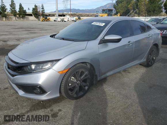 2020 Honda Civic Sedan Sport with VIN 19XFC2F81LE206515, listed as a Copart auction lot 42047625 with 47,379 mi miles and Salvage Title. Bid and sale history available at carsss.com. Image 1.