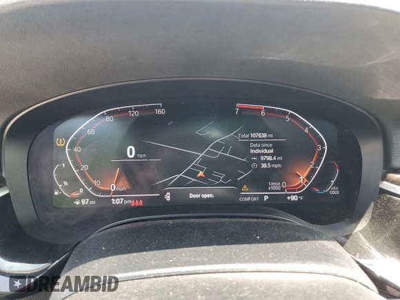 2021 BMW 5 Series 530i xDrive with VIN WBA13BJ01MWW93568, listed as a Copart auction lot 61368935 with 107,638 mi miles and Salvage title. Bid and sale history available at DreamBid. Image 9.