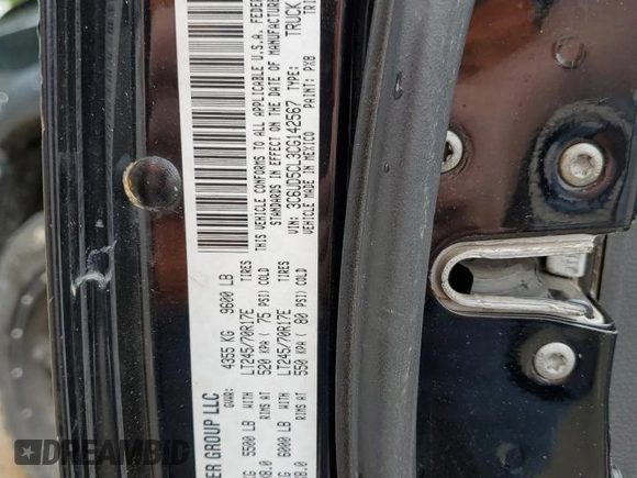2012 Ram 2500 ST z VIN 3C6UD5CL3CG142567, wystawiony jako Copart lot #59336035 z przebiegiem 284 272 mil mil oraz Szkoda całkowita • Salvage title. Historia ofert i sprzedaży dostępna na DreamBid. Obrazek 12.