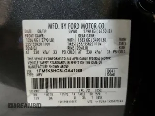 2020 Ford Explorer Platinum with VIN 1FM5K8HC8LGA41089, listed as a Copart auction lot 45485495 with 45,237 mi miles and Salvage Title. Bid and sale history available at carsss.com. Image 15.