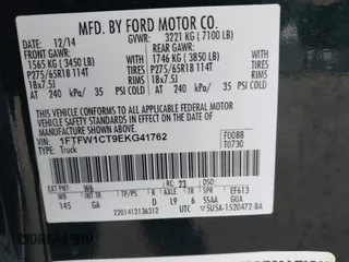 2014 Ford F-150 XL with VIN 1FTFW1CT9EKG41762, listed as a IAAI auction lot 41797534 with 218,089 mi miles. Bid and sale history available at carsss.com. Image 9.