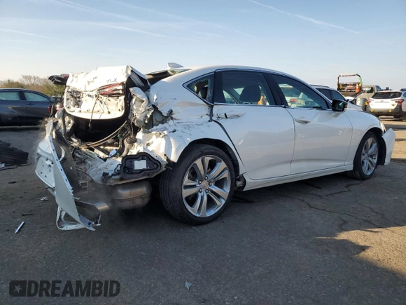 2021 Acura TLX w/Technology Package with VIN 19UUB6F45MA007178, listed as a Copart auction lot 50986675 with 42,634 mi miles and Salvage Title. Bid and sale history available at carsss.com. Image 3.