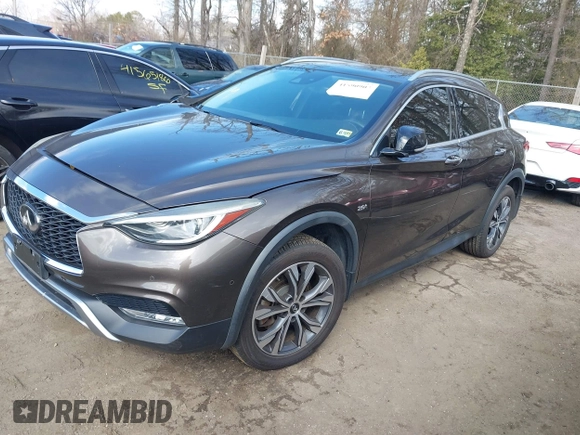 2017 Infiniti QX30 Luxury with VIN SJKCH5CR9HA019856, listed as a IAAI auction lot 41590907 with 45,555 mi miles. Bid and sale history available at carsss.com. Image 2.