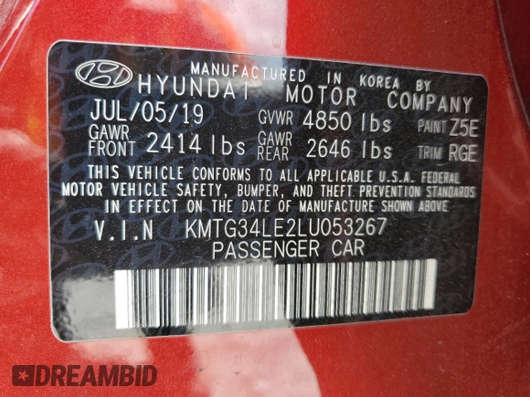 2020 Genesis G70 3.3T с VIN KMTG34LE2LU053267, выставлен на аукционе Copart как лот 51118135 с пробегом 34 555 миль миль и Списание • Salvage title. История ставок и продаж доступна на DreamBid. Изображение 12.