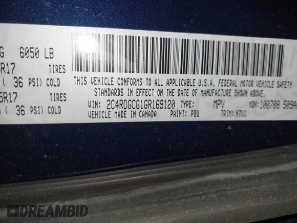 2016 Dodge Grand Caravan SXT with VIN 2C4RDGCG1GR169120, listed as a IAAI auction lot 40546763 with 79,726 mi miles and . Bid and sale history available at DreamBid. Image 9.