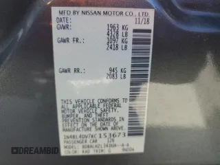 2019 Nissan Altima 2.5 SV with VIN 1N4BL4DV7KC153673, listed as a Copart auction lot 50534195 with 141,978 mi miles and Salvage Title. Bid and sale history available at carsss.com. Image 12.