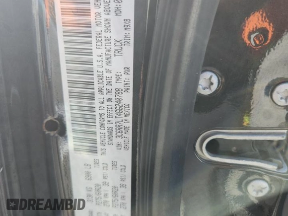 2016 Ram 1500 Big Horn with VIN 3C6RR7LT4GG240788, listed as a Copart auction lot 61065125 with 164,650 mi miles and Salvage title. Bid and sale history available at DreamBid. Image 12.