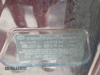 2006 Hyundai Sonata GLS z VIN 5NPEU46F16H071071, wystawiony jako IAAI lot #42267911 z przebiegiem 195 150 mil mil oraz . Historia ofert i sprzedaży dostępna na DreamBid. Obrazek 9.