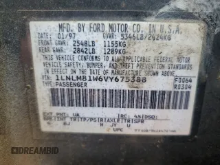 1997 Lincoln Town Car Executive z VIN 1LNLM81W6VY675388, wystawiony jako Copart lot #50345165 z przebiegiem 164 206 mil mil oraz Szkoda całkowita • Salvage title. Historia ofert i sprzedaży dostępna na DreamBid. Obrazek 12.