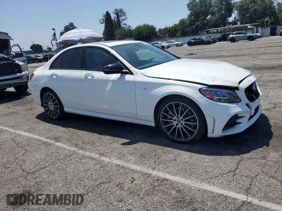 2021 Mercedes-Benz C 300 with VIN W1KWF8DB8MR618693, listed as a Copart auction lot 59123095 with 29,877 mi miles and Salvage title. Bid and sale history available at DreamBid. Image 4.