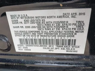2015 Mitsubishi Outlander Sport 2.4 GT with VIN 4A4AR4AW3FE030571, listed as a IAAI auction lot 41970360 with 74,683 mi miles. Bid and sale history available at carsss.com. Image 9.