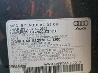 2010 Audi Q5 Premium Plus с VIN WA1LKAFPXAA017010, выставлен на аукционе Copart как лот 62428355 с пробегом 146 288 миль миль и Списание • Salvage title. История ставок и продаж доступна на DreamBid. Изображение 13.