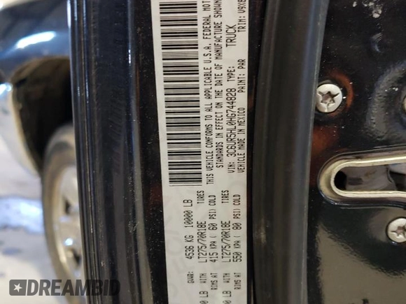 2017 Ram 2500 Tradesman with VIN 3C6UR5HL0HG744828, listed as a Copart auction lot 48525174 with 134,532 mi miles and Salvage title. Bid and sale history available at DreamBid. Image 12.