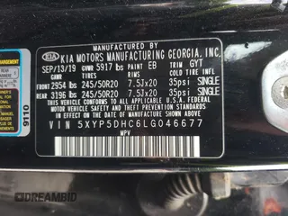 2020 Kia Telluride SX with VIN 5XYP5DHC6LG046677, listed as a Copart auction lot 57827335 with 116,164 mi miles and Salvage title. Bid and sale history available at DreamBid. Image 13.