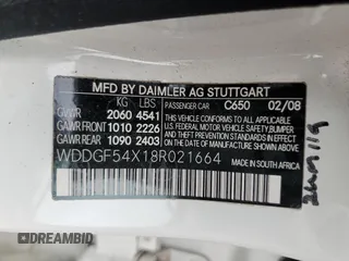 2008 Mercedes-Benz C 300 Sport with VIN WDDGF54X18R021664, listed as a Copart auction lot 56033475 with 297,036 mi miles and Salvage title. Bid and sale history available at DreamBid. Image 12.