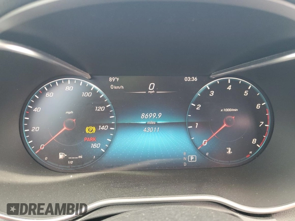 2021 Mercedes-Benz C 300 with VIN W1KWF8DB1MR623993, listed as a Copart auction lot 56164565 with 43,011 mi miles and Salvage title. Bid and sale history available at DreamBid. Image 9.