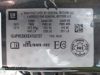 2014 Buick Verano with VIN 1G4PN5SKXE4150737, listed as a IAAI auction lot 42120263 with 34,163 mi miles and . Bid and sale history available at DreamBid. Image 9.