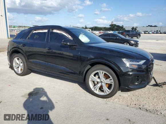 2023 Audi Q8 Premium with VIN WA1AVBF1XPD020187, listed as a Copart auction lot 75623334 with 8,308 mi miles and Salvage title. Bid and sale history available at DreamBid. Image 4.