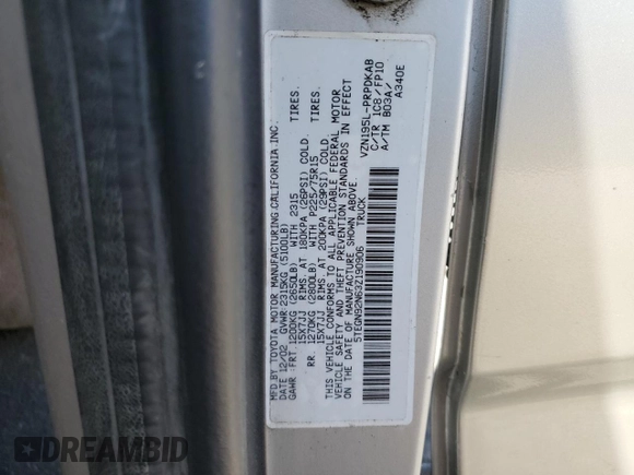 2003 Toyota Tacoma PreRunner z VIN 5TEGN92N63Z190906, wystawiony jako Copart lot #51541905 z przebiegiem 370 846 mil mil oraz Szkoda całkowita • Salvage title. Historia ofert i sprzedaży dostępna na DreamBid. Obrazek 12.