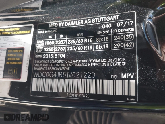 2018 Mercedes-Benz GLC 300 с VIN WDC0G4JB5JV021220, выставлен на аукционе IAAI как лот 42272012 с пробегом 79 692 миль миль и . История ставок и продаж доступна на DreamBid. Изображение 9.