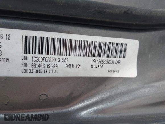 2013 Dodge Dart Limited with VIN 1C3CDFCA2DD131507, listed as a IAAI auction lot 42283200 with 221,373 mi miles and . Bid and sale history available at DreamBid. Image 9.