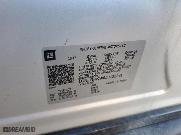 2018 Chevrolet Traverse Premier with VIN 1GNERKKW6JJ132241, listed as a Copart auction lot 87726645 with 112,925 mi miles and Salvage Title. Bid and sale history available at carsss.com. Image 15.