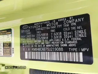 2025 Hyundai Kona SEL with VIN KM8HBCAB7SU219088, listed as a IAAI auction lot 42519269 with 19,803 mi miles and . Bid and sale history available at DreamBid. Image 9.