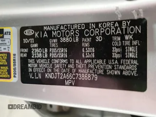 2012 Kia Soul + with VIN KNDJT2A66C7386879, listed as a Copart auction lot 54155375 with 40,043 mi miles and Salvage Title. Bid and sale history available at DreamBid. Image 14.