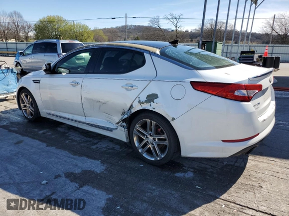 2013 Kia Optima SX with VIN 5XXGR4A64DG216873, listed as a Copart auction lot 50030885 with 189,226 mi miles and Salvage Title. Bid and sale history available at carsss.com. Image 2.