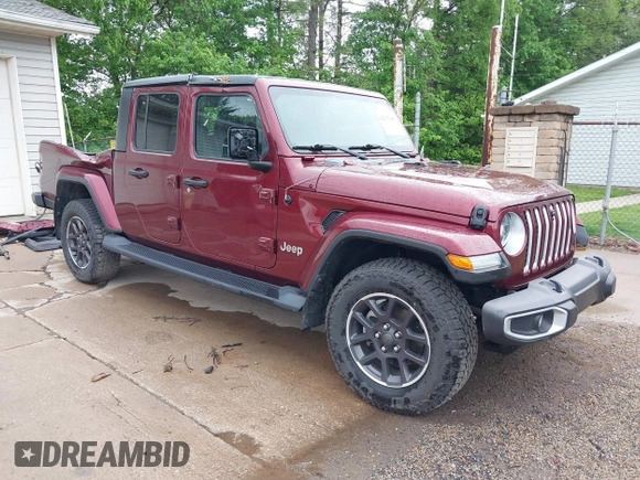 2021 Jeep Gladiator Overland with VIN 1C6HJTFGXML555622, listed as a IAAI auction lot 42237686 with 62,358 mi miles and . Bid and sale history available at DreamBid. Image 1.