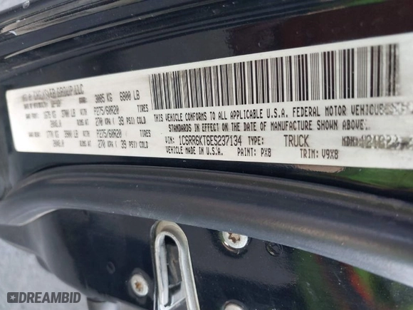 2014 Ram 1500 Express with VIN 1C6RR6KT6ES237134, listed as a IAAI auction lot 41017438 with 130,688 mi miles. Bid and sale history available at carsss.com. Image 9.